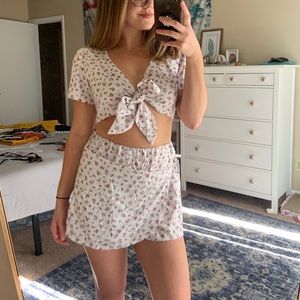 Two Piece Floral Skort Set